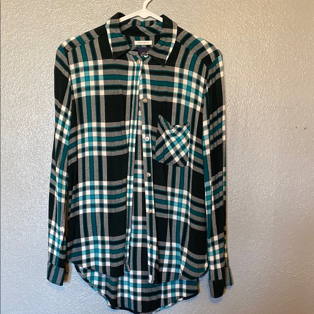 Green Button Down Plaid Shirt